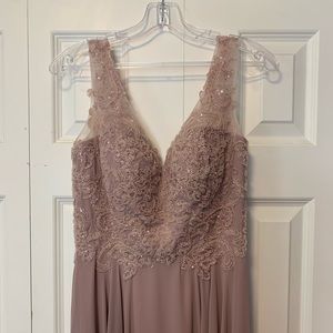 PromGirl Mauve Embellished-Bodice Long Prom Dress